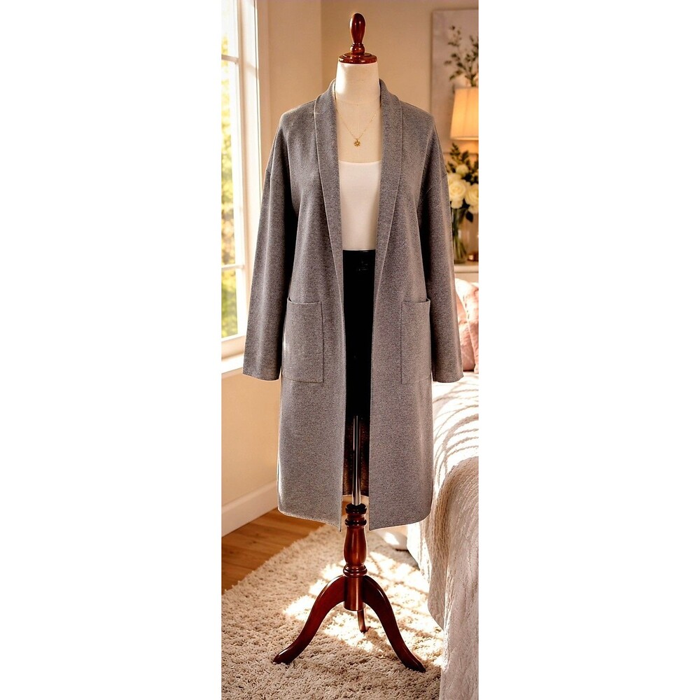 Fortune + Ivy Najee Coatigan Gray Collar Open Front Sweater Coat Size Small NWT